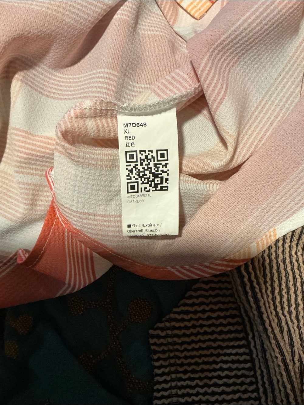 Plaid Button-Up Blouse in Coral and Cream - Picture 3 of 4